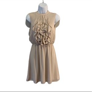 H&M taupe ruffled sleeveless dress